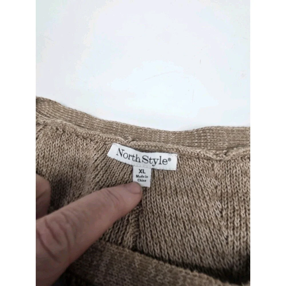 North Style Womens Shaker Knit Sweater Size XL Tan Beige